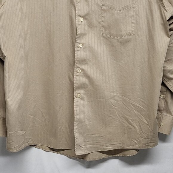 Arrow Mens Dress Shirt Satin Twill XXL 18.5 36/37 Button Up Long Sleeve Beige - Picture 3 of 15